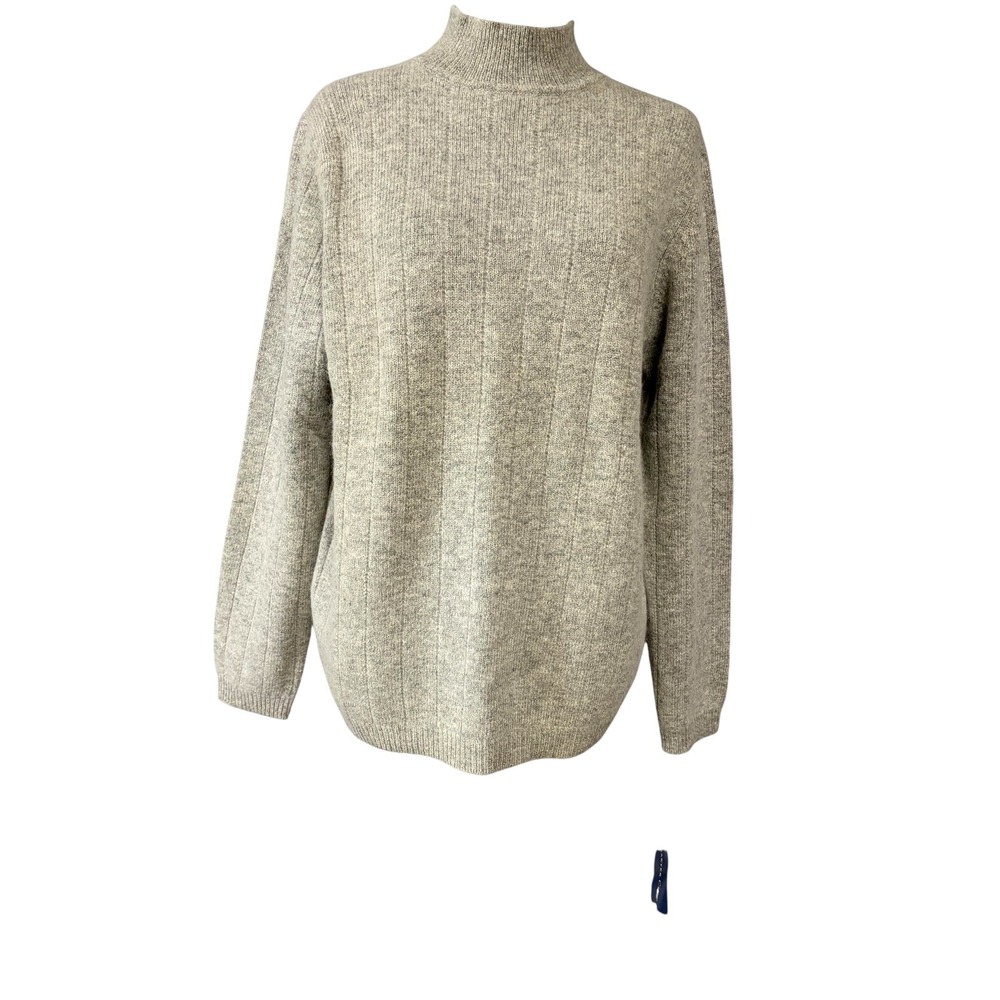 Charter Club Sweater Womens M Gray Lambswool Angora Mock Neck Pullover 4499